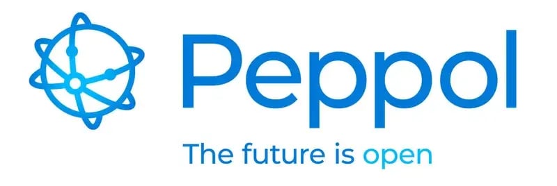 Peppol logotyp med blå text